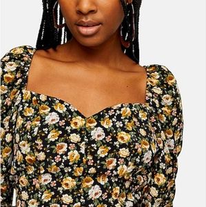 Top Shop Grungy Floral Prairie Blouse Sz 4